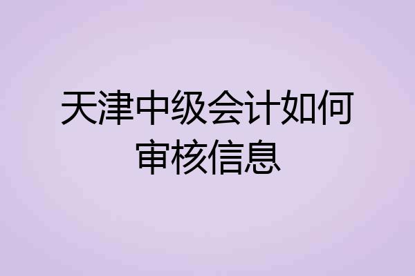 天津中级会计如何审核信息