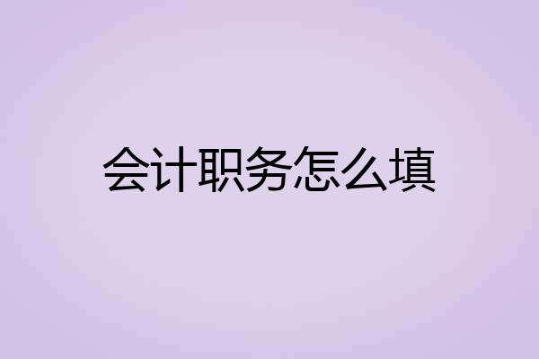 会计职务怎么填