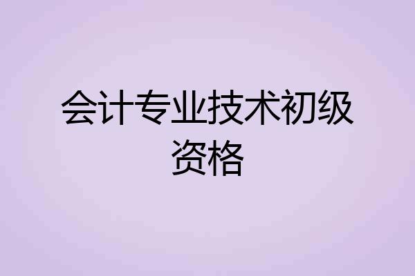 会计专业技术初级资格
