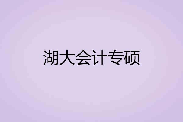 湖大会计专硕