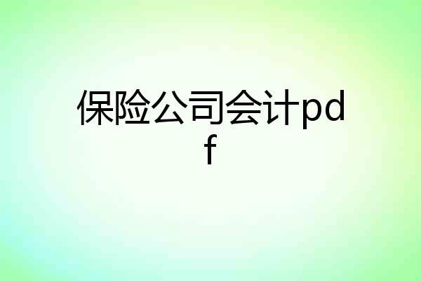 保险公司会计pdf