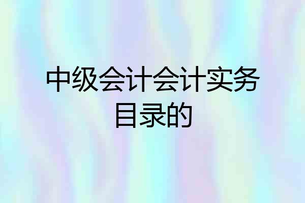 中级会计会计实务目录的