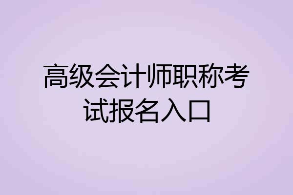 高级会计师职称考试报名入口