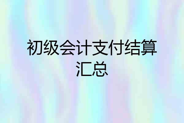 初级会计支付结算汇总
