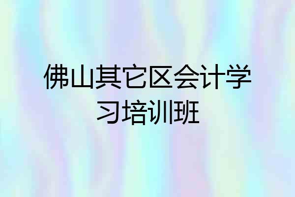 佛山其它区会计学习培训班