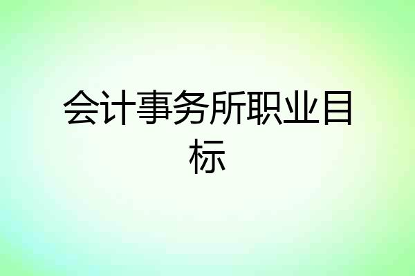 会计事务所职业目标
