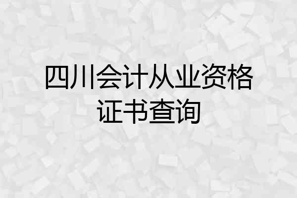 四川会计从业资格证书查询