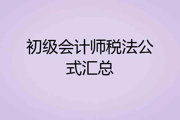 初级会计师税法公式汇总