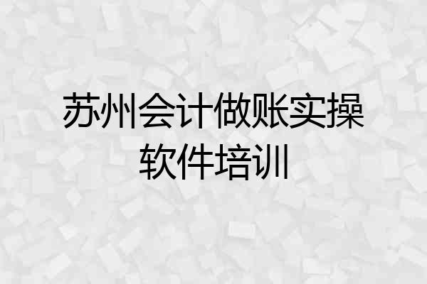 苏州会计做账实操软件培训