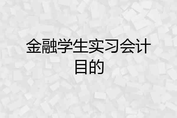 金融学生实习会计目的