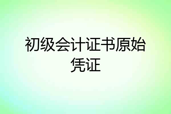 初级会计证书原始凭证