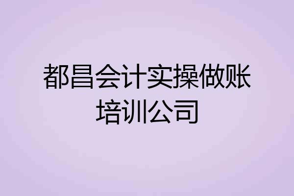 都昌会计实操做账培训公司