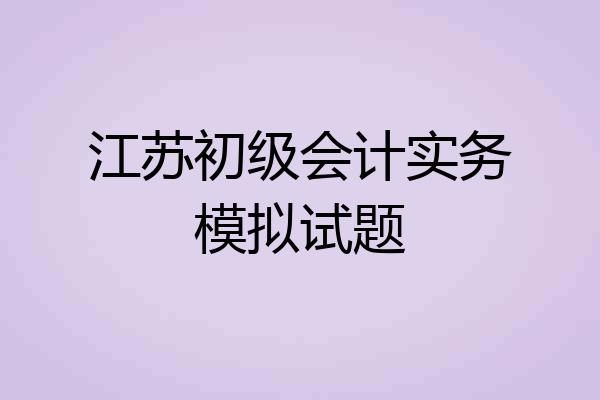 江苏初级会计实务模拟试题
