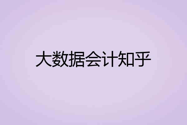 大数据会计知乎
