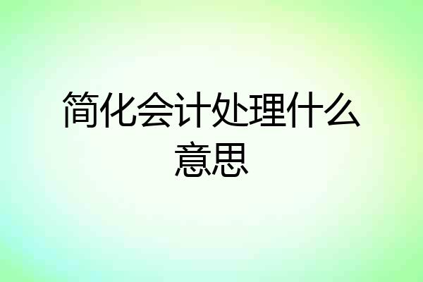 简化会计处理什么意思