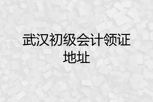武汉初级会计领证地址