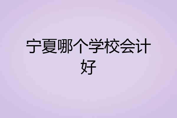 宁夏哪个学校会计好