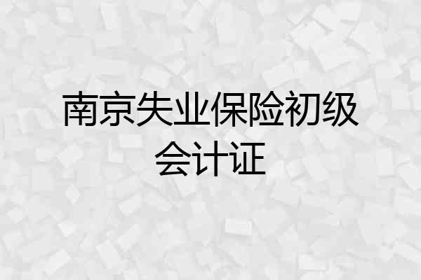 南京失业保险初级会计证