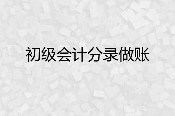 初级会计分录做账