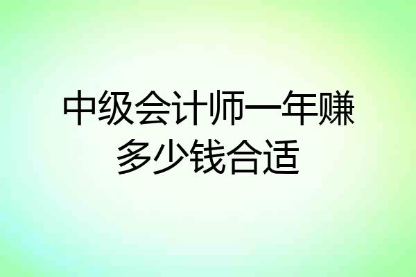 中级会计师一年赚多少钱合适