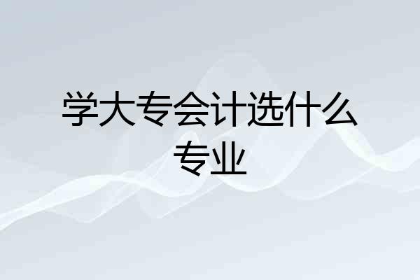 学大专会计选什么专业
