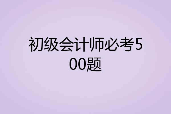 初级会计师必考500题