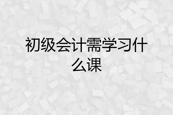 初级会计需学习什么课