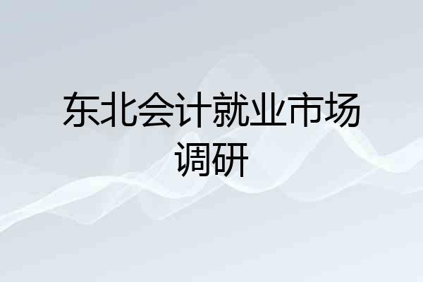 东北会计就业市场调研