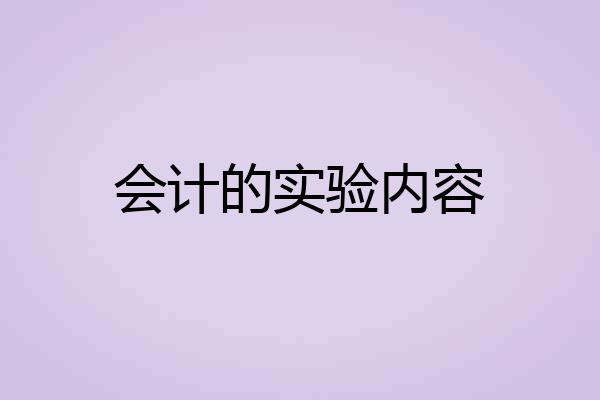 会计的实验内容