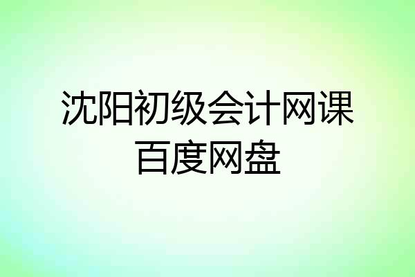沈阳初级会计网课百度网盘