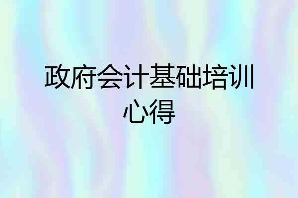 政府会计基础培训心得