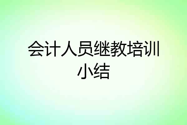 会计人员继教培训小结