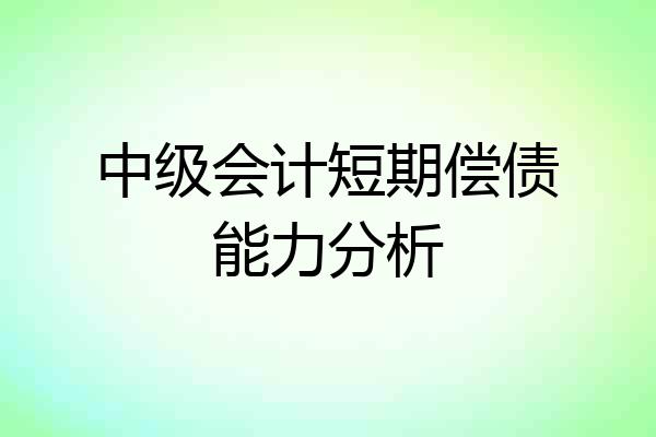 中级会计短期偿债能力分析