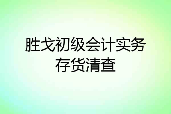 胜戈初级会计实务存货清查
