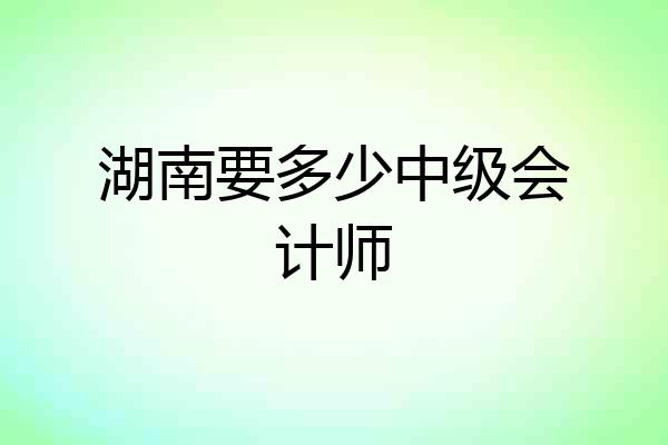 湖南要多少中级会计师
