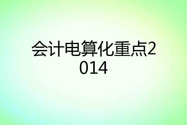 会计电算化重点2014
