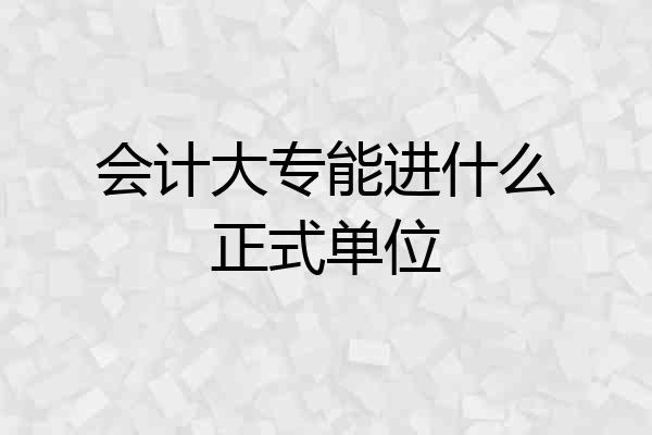 会计大专能进什么正式单位