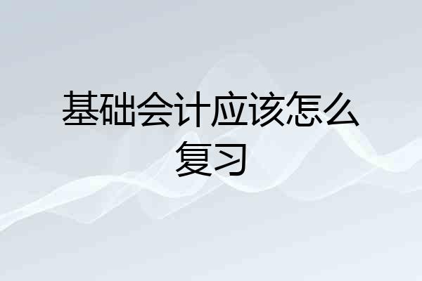 基础会计应该怎么复习