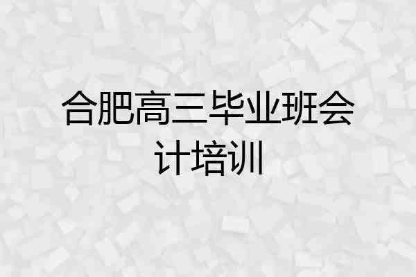 合肥高三毕业班会计培训