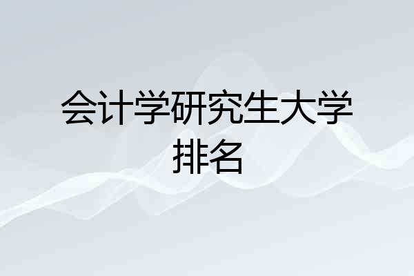会计学研究生大学排名
