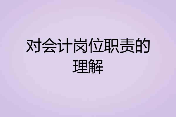 对会计岗位职责的理解