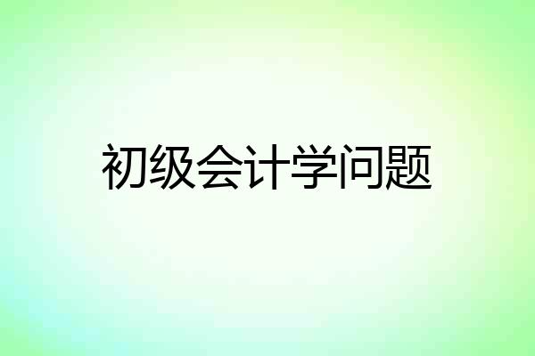 初级会计学问题