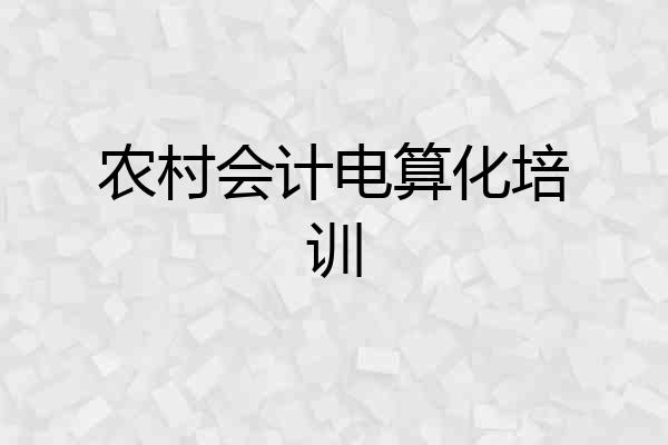 农村会计电算化培训