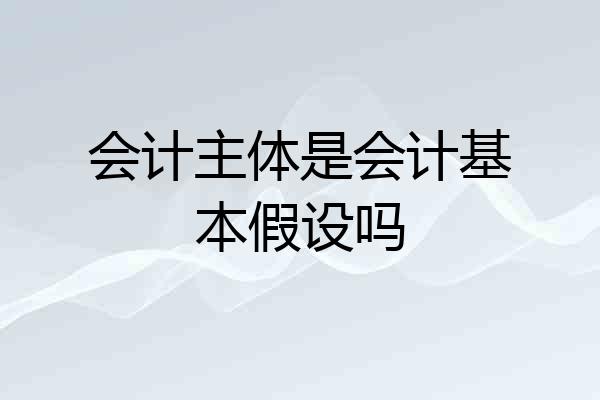 会计主体是会计基本假设吗