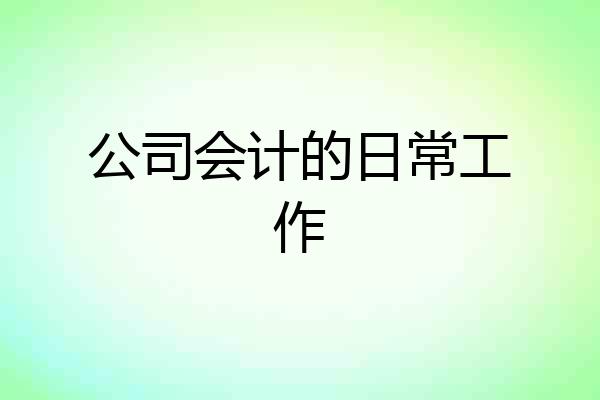 公司会计的日常工作