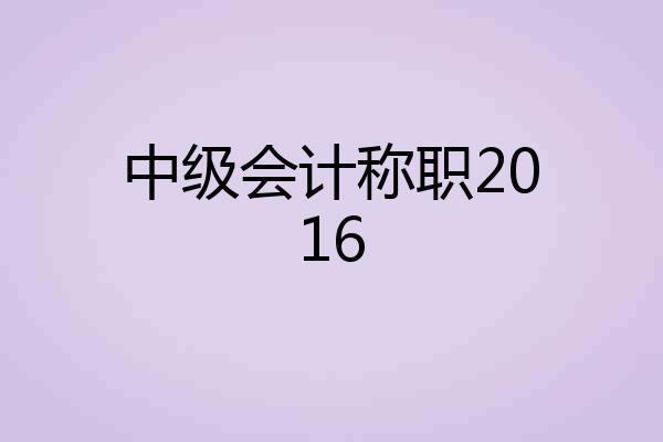 中级会计称职2016