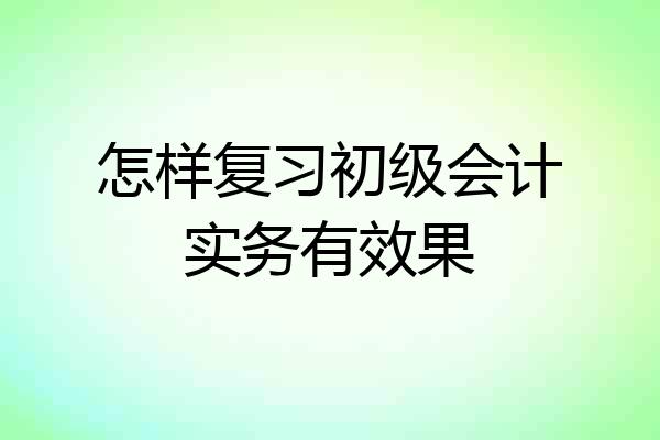 怎样复习初级会计实务有效果