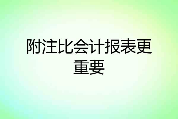 附注比会计报表更重要