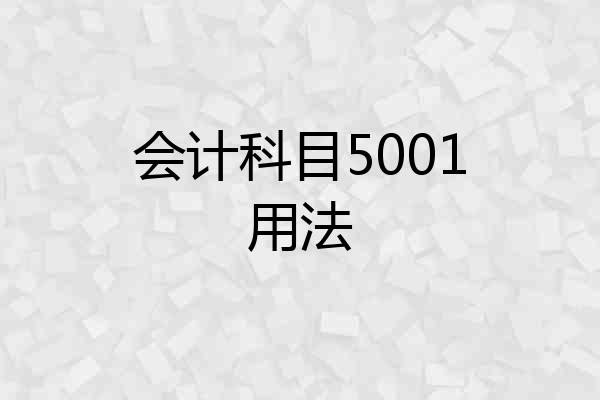会计科目5001用法