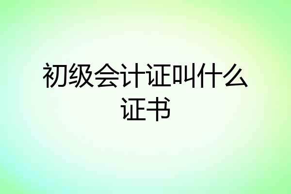 初级会计证叫什么证书